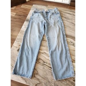 Universal Thread Mid Rise 90s Baggy Jeans Light Wash Studded Side Size 6 Womens